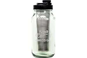 Brewing America Cold Brew Coffee Maker Kit: Wide Mouth Mason Jar with Screw Top Lid, Stainless Steel Filter for Delicious Bre