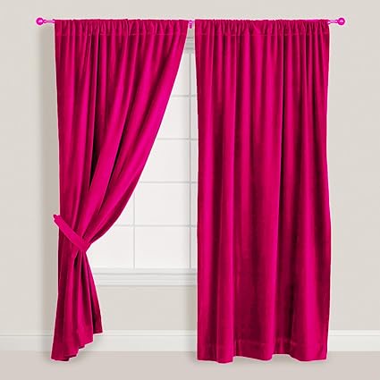 Fuschia Thick Velvet Curtains Absolute Blackout 52 W By 96 H L