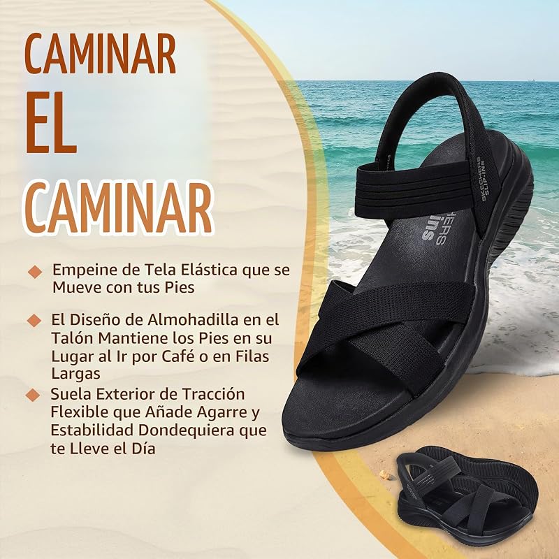 Ultra Flex 3.0-Never Netter Hands Free Slip-ins, Sandalia Mujer, Black Mesh/Gore, 38 EU