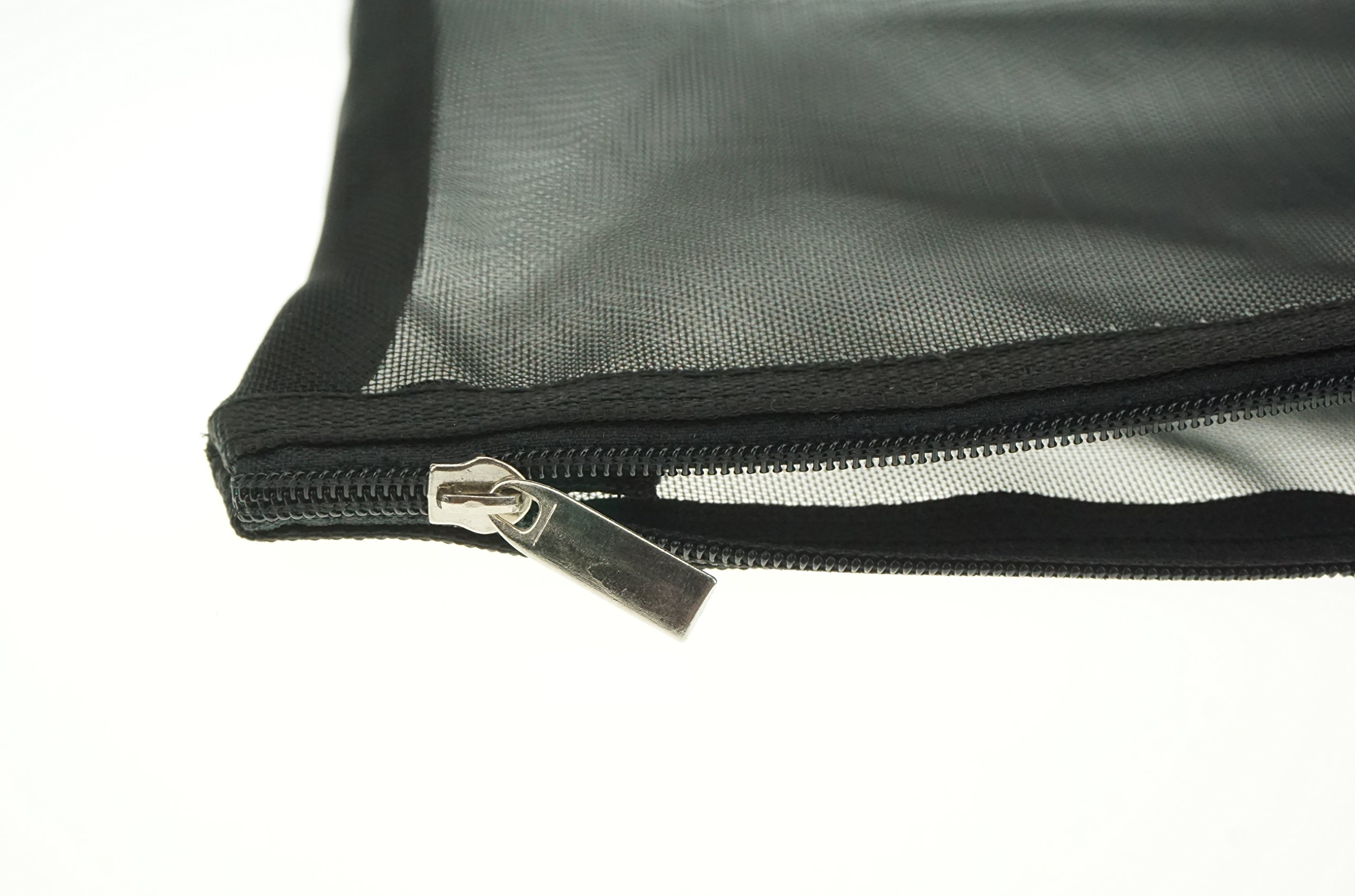 Black Zipper Lock Mesh Storage Bags Cosmetic Make Up Travel Organizer