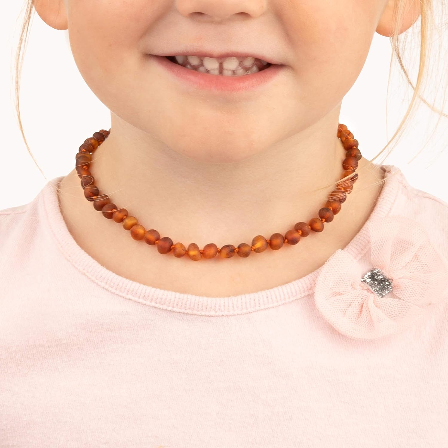 Meraki Amber Necklace - Raw Unpolished Baroque Amber Necklace | Certified Genuine Amber Necklace | Cognac Color (12.5 Inches): Health & Personal Care