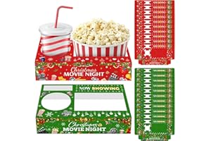 CIEOVO 24-Piece Movie Night Snack Trays & Boxes - Christmas Party Supplies with Popcorn, Food, Candy & Drink Holders