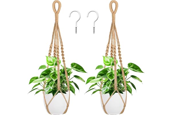 Augshy 27 Inch Macrame Plant Hanger, 2 Packs Plant Hangers with Hooks, Hanging Planter for Indoor Plants Decorative Macrame P