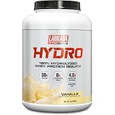 Labrada Hydro 100% Pure Hydrolyzed Whey Protein Isolate Powder, Lactose Free, Glutamine, Fastest Digesting Whey Available, Instant Mixing, Delicious Taste 48 Servings 4lb (Vanilla)