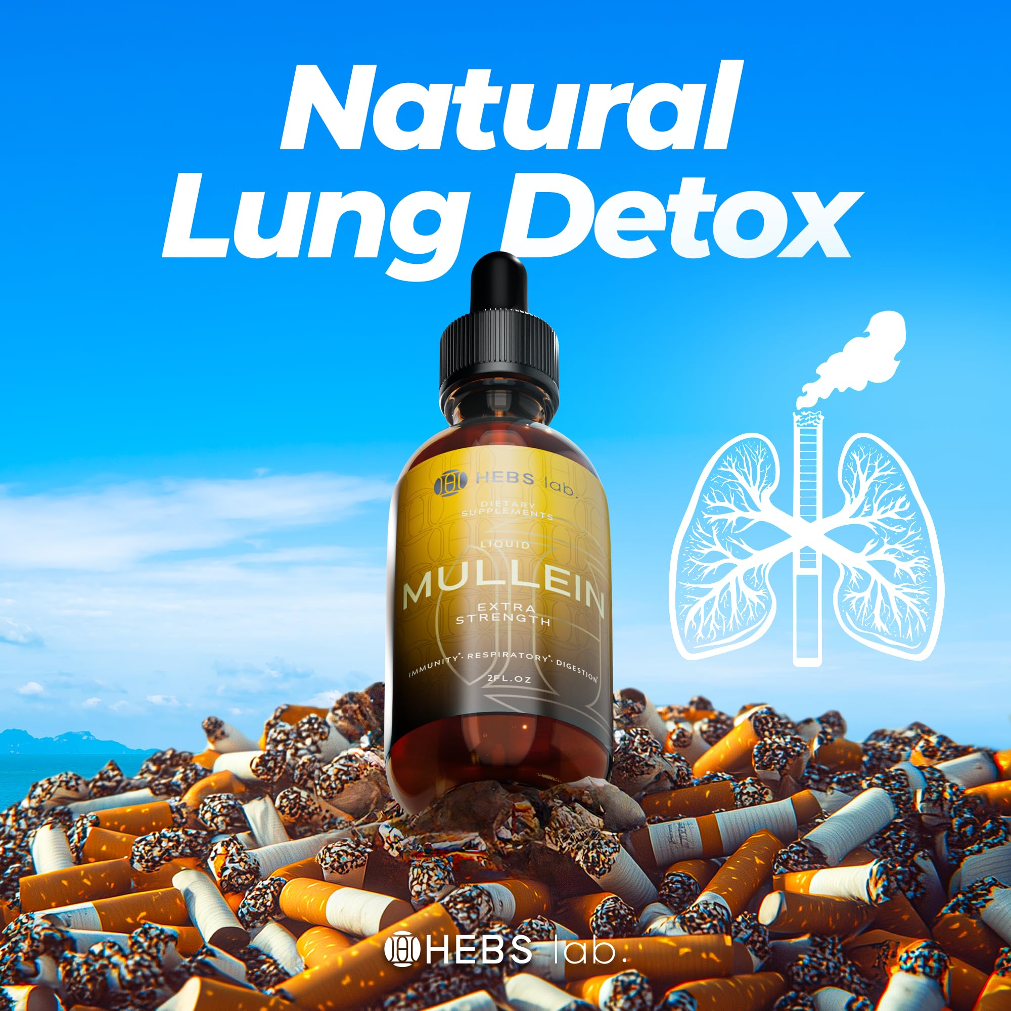 Mullein Leaf Extract for Lung Cleanse - Mullein Drops for Lung Health - Made in USA - Lung Support Supplement - Herbal Respiratory Support - Mullein Extract Tincture 2 Fl Oz