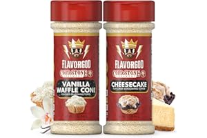 FLAVOR GOD Cold Stone Creamery Ice Cream Seasoning Toppers by FlavorGod (2-Pack) - Healthy Dessert Toppers - 0 Calories, 0 Sodium, Kosher - Try with Coffee, Yogurt, & Ice Cream - Cheesecake & Vanilla Combo