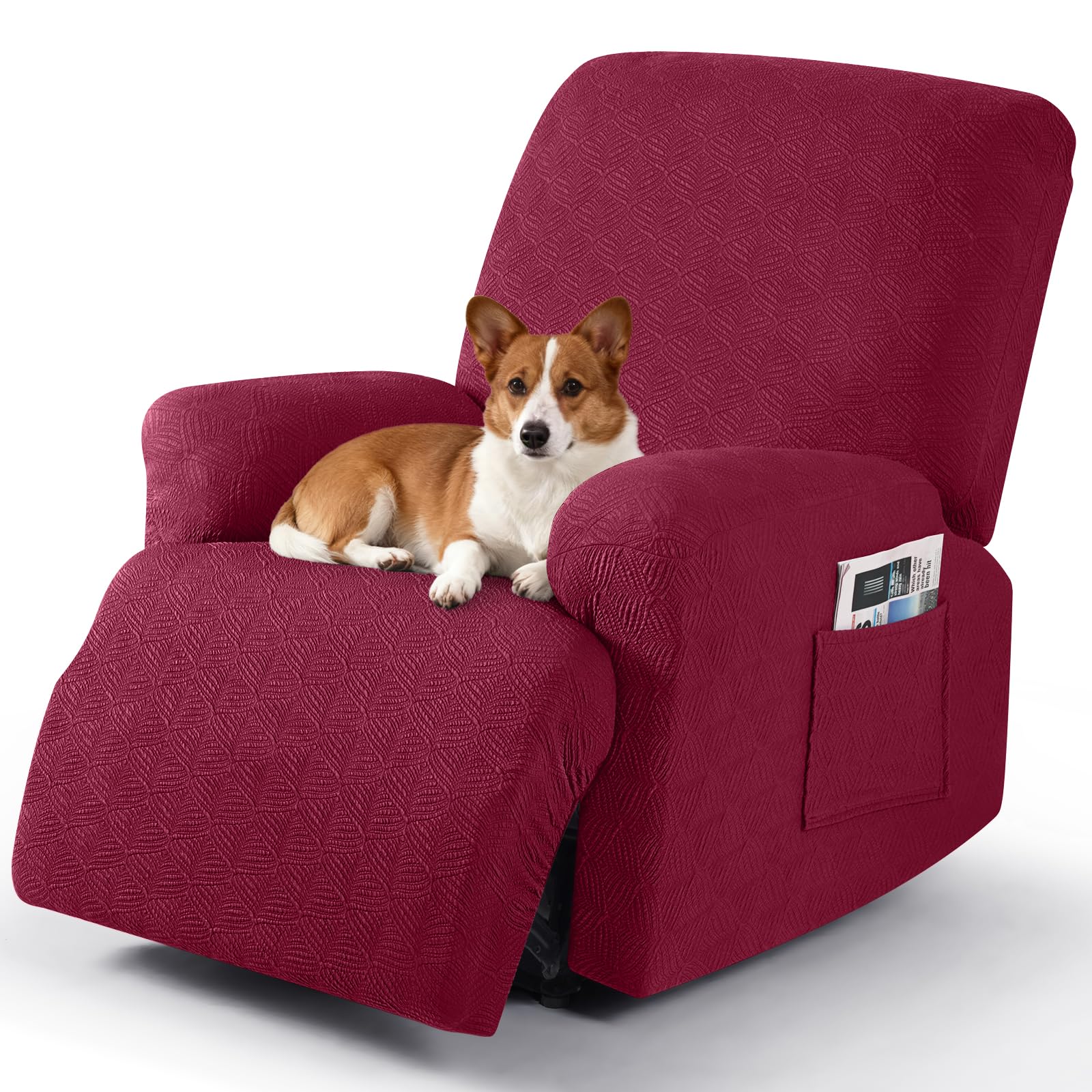 Photo 1 of Timeles Recliner Covers Extra Wide Recliner Chair Covers Reclining Couch Covers Sofa Slipcovers Stretch Soft Washable (Single-Seater Oversized, Burgundy)