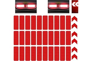 KOOUMOS 36pcs Reflective Decals Reflective Stickers Safety Warning Sticker Tapes Waterproofs High Intensity Night Visibility Adhesive for Helmets Motorbike(3x8cm) (36Pcs Red3x8cm)