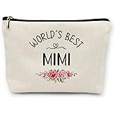 huester Mimi Gifts Makeup Bag, Best Grandma Gifts for Christmas from Grandkids Grandsons Granddaughter Cosmetic Bag for Women, World's Best Mimi Toiletry Bags Travel Zipper Makeup Pouch