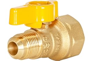 Eastman 3/8 Inch OD Flare x 1/2 Inch FIP Gas Ball Valve, Brass Connectors and Fittings for Natural Gas and Liquid Propane, 60