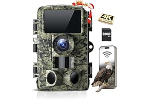 Dargahou 4K 48MP Trail Camera WiFi Game Camera with Low Glow Night Vision Motion Activated, Cell Phone App 130° 0.05s Trigger Speed for Outdoor Wildlife Deer,Green