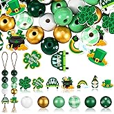 200 Pieces St. Patrick's Day Wood Beads Green Spacer Farmhouse Polished Round Beads St. Patrick's Day Wooden Craft for Patrick Day DIY Crafts Garland Home Party Decor Ornaments