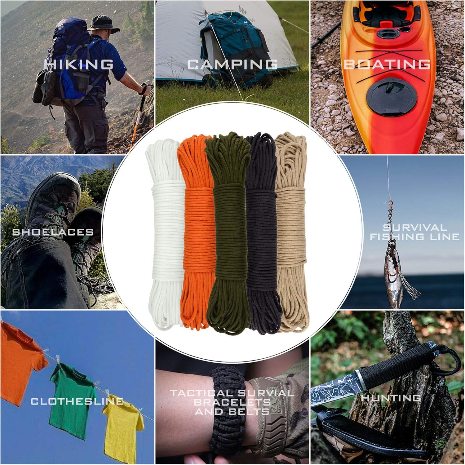 Extremus True Mil Spec 5040 Type III Paracord, Made in The USA, Military Grade 550 lbs Breaking Strength Paracord Carabiner Survival Tool, Paracord Tightening/Lashing Tool : Sports & Outdoors