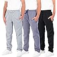 Real Essentials 3 Pack: Boys' Tech Fleece Open Bottom Sweatpants with Pockets