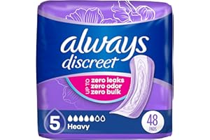 Always Discreet Adult Incontinence Pads for Women, Heavy Absorbency, Regular Length, Postpartum Pads, Up to 100% Bladder Leak