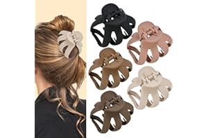 Lolalet Octopus Hair Claw Clips, 5 Pack Non-slip Jaw Clips Medium Hair Clamps for Thick Curly Long Hair, Wide Grip Hair Acces