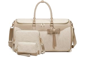 MOULYAN Garment Bags for Travel,Leather Convertible Garment Duffle Bag with Toiletry,Waterproof Carry On Garment Bag with Shoe Compartment,2 in 1 Suit Travel Bag for Women Weekender 3pcs Set