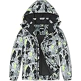 Vrilibo Boys Waterproof Ski Jacket Winter Warm Thick Snow Coat Fleece Lined Kids Outdoor Hooded Snowboard Jacket