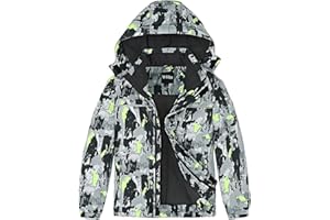 Vrilibo Boys Waterproof Ski Jacket Winter Warm Thick Snow Coat Fleece Lined Kids Outdoor Hooded Snowboard Jacket