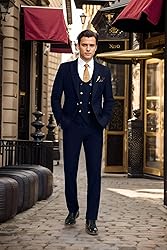 Aowdoy Men's Suits 3 Piece Slim Fit Tuxedo Suit One
