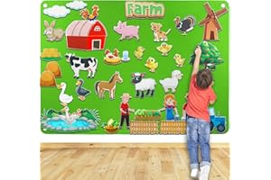 Craftstory 47 Pcs Farm Animals Toys Flannel Felt Board Story Sets for Toddlers Kids 47 Pieces Farm Barnyard Toys Interactive Montessori Sensory Busy Board Arts Crafts Gifts for Kids
