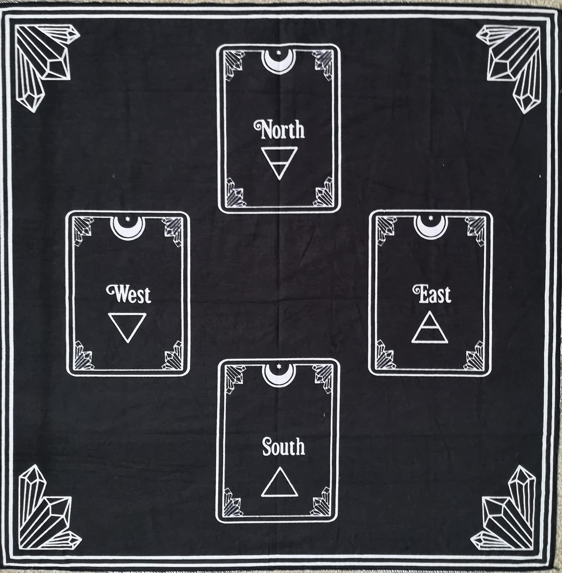 AVA Collections Large Black Altar Cloth Tarot Black Magic Table Cloth Witch Wiccan Witchcraft Pagan Throw Ritual Cloth Tarot Board Cloth 60x60cm (Directional)