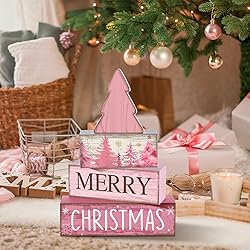 Lineshading 4 Pcs Christmas Table Decoration Wooden