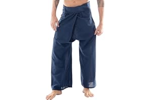 CandyHusky Thai Fisherman Pants - Lightweight Cotton Lounge Pants for Men, Perfect for Yoga, Hippie, or Pirate Style