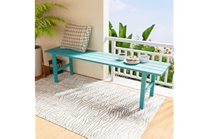 RICNOD Outdoor Bench Patio Bench Backless, Aluminum 53.1" x 13.2"x 15.2"Rust-Proof for Porch, Backyard and Garden, Blue