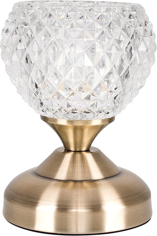 Modern Antique Brass & Decorative Glass Bedside Touch Table Lamp