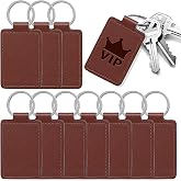Tikjiua 10 Pcs Leather Key Fob, PU Leather Keychains Laser Engraving Blanks | DIY Blank Leather Keychains for Engraving, Leather Key Fob Kit with Key Ring for Keychains Making Engraving /Brown