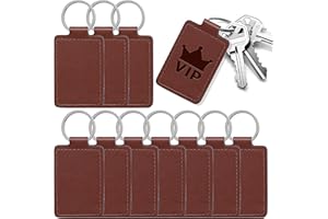 Tikjiua Rectangular Leather Key Fob Kit - 10 Pcs PU Leather Key Fobs with Rivets and Keychain Ring, Keychains Holder for Keychain Making DIY Craft Working