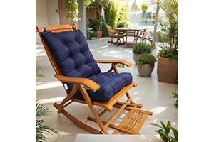 LFNOONE Patio Chair Cushion Rocking Chair Cushion Non Skid Slip Backed Set of Upper and Lower,Premium Tufted Water Resistant Chair Cushion,Set of Seat & Back Cushion with Ties for Indoor/Outdoor Navy blue