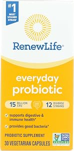 Renew Life Everyday Probiotic Capsules, Daily Supplement Supports Urinary, Digestive and Immune Health, L. Rhamnosus GG, Dair