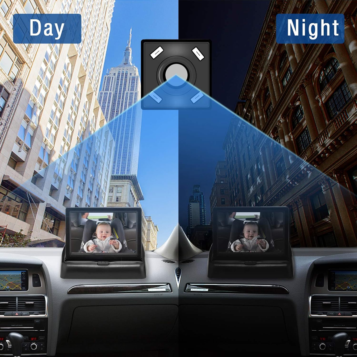 4 3 Night Vision Camera 360 Adjustable And Folding Screen Easy Observe And Install B Qtech Car Baby Monitor With Camera For Back Seat Rear Facing View Infant Accessories Kolenik Rear Facing Mirrors