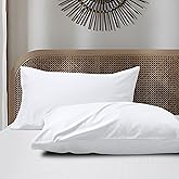 Cotton Pillow Cases Standard Size Set of 2, 800 Thread Count 100% Egyptian Cotton Sateen Weave Pillowcases, Natural Soft & Breathable Pillow Covers with Envelope Closure (White 2Pcs)