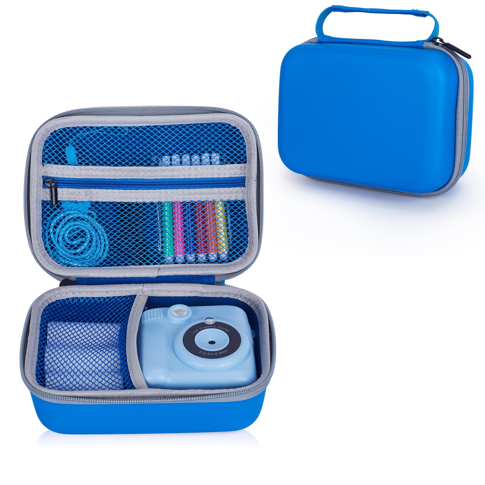 Riosin Kids Camera Case Compatible with TIATUA/CalineGam/ETIKEZ/Luoba/GREENKINDER/OPERHOO/Himont/Gofunly/ASTGMI/CKATE Kids Camera Instant Print, Hard Storage Case with Inner Pocket- Case Only (Blue)