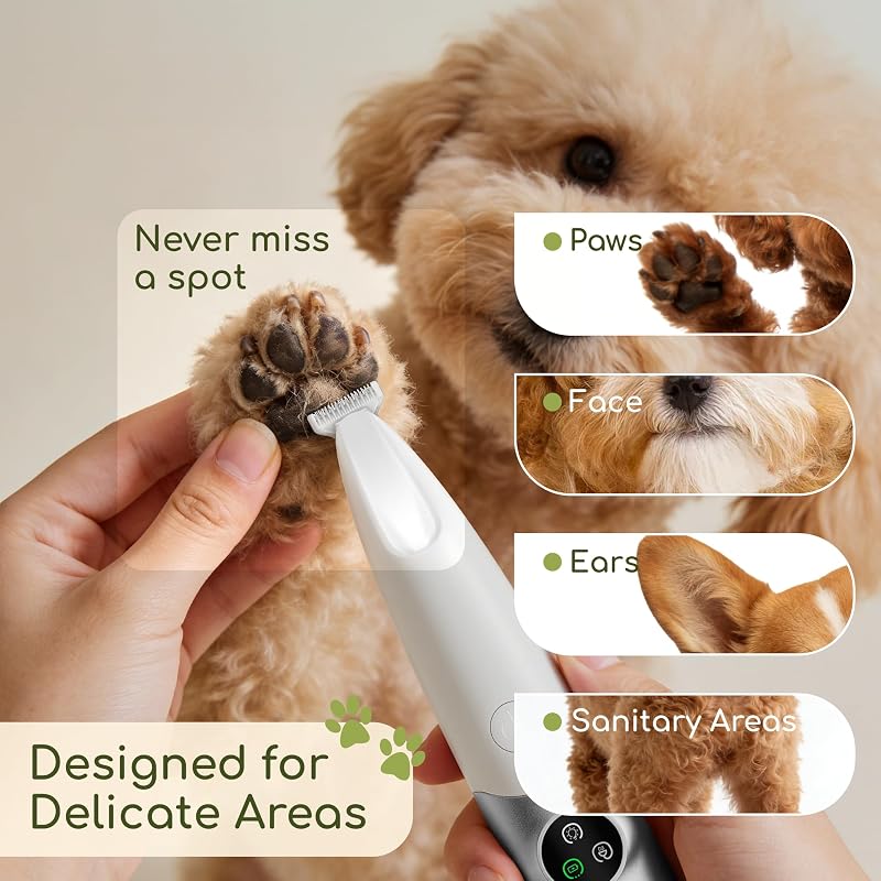 Máquina de cortar cabelo sem fios para cães, impermeável, lâminas cerâmicas, ecrã LED, carregamento rápido, máquina elétrica para animais (prateada e branca)