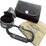 KonvoySG Carbon Steel Fire Striker, English Flint Stone & Char cloth Traditional Hand Forged Fire Starter, Leather Gift Kit With Emergency Tinder Jute Bag