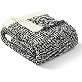 Snuggle Sac Heather Black Throw Blanket for Couch, Reversible Super Soft Micorfiber Blankets Dupes Warm Cozy Knit Fuzzy Plush Throws for Sofa, Bed, Heather Black, 50x60 inches