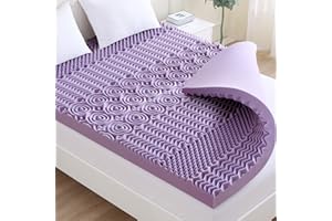 MUXHOMO 3 Inch 7-Zone Queen Mattress Topper, Egg Crate Foam Mattress Topper Queen Size for Back Pain, Lavender Cooling Gel Infused Bed Pad, CertiPUR-US and Oeko-TEX Certification (60"×80")