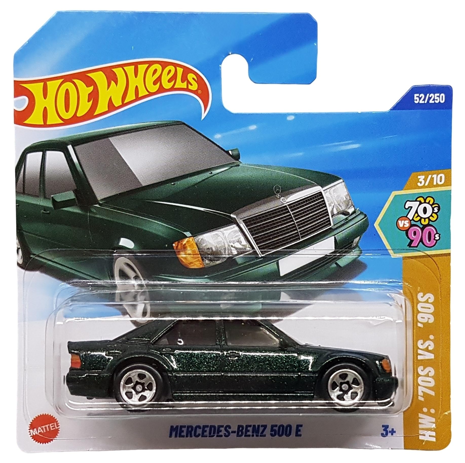 Hot Wheels - Mercedes-Benz 500 E - HW: ´70s vs. `90s 1/10 - HYX02 - Short Card - Dark Green Metallic - Mattel 2025-1:64