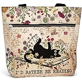 84hoods Waterproof Tote Bag with Pockets and Zipper for Work. Librarian Gift for Book Lovers. Shoulder Bag for Women.