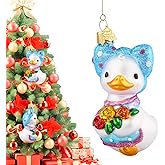 Hzyc Cole Duck Christmas Tree Ornaments,Hand-Blown Glass Ornaments,Cole Duck Watcher Collection Hanging Ornament,Christmas Decorations for Animal Lovers Holiday Party Home Gift