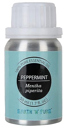 Earth N Pure Peppermint Essential Oil 100% Pure, Undiluted, Natural, Therapeutic Grade- Aromatherapy Diffusers, Repellent, Candle Or Soap Making, Lotions, Body Wash, Stress Relief 50 ML (1.7 fl.oz)