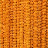 KRATI EXPORTS 5 Pcs Orange Marigold Garland, 5ft Long, 32 Flowers Strand | Diwali decor, plastic, reusable fluffy, 2.36 inch heads, wedding, Halloween, Day of the Dead