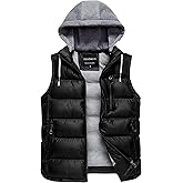 CREATMO US Women's Warm Vest Outerwear Thick Padded Puffer Sleeveless Vest With Detachable Hood
