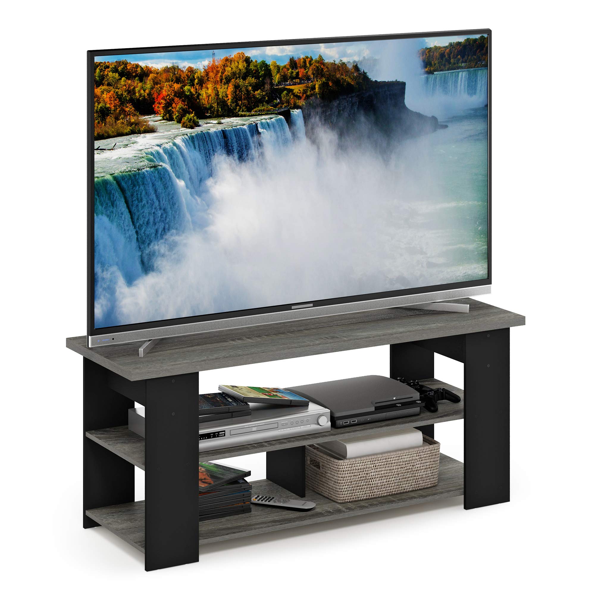 Photo 1 of *** USED , ***UKNKNOWN IF MISSING PARTS** 
Furinno JAYA TV Stand, French Oak Grey/Black