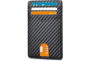 Buffway Mens Slim Wallet, Minimalist Thin Front Pocket Leather Credit Card Holder with RFID Blocking for Work Travel