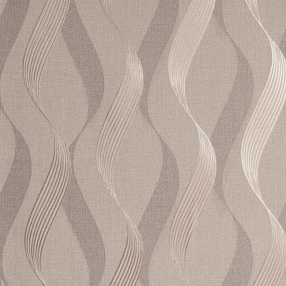 Arthouse Luxe Ribbon Mocha 295501 Wallpaper Heavyweight Vinyl Geometric Wave
